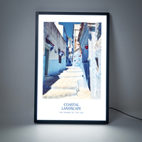 Panneaux d'intérieur ultra-mince led boîte à lumière panneau d'affichage lumière tenture murale en verre trempé affiche menu affichage