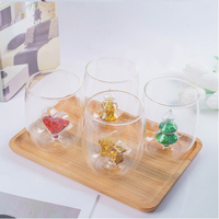 Tasses en verre borosilicate de haute qualité, créatives, rondes, avec sable mouvant, en forme de sapin de Noël, de cœur et d'étoile