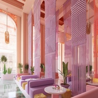 Macramé tenture murale multicolore tissage à la main fil naturel rideau espace commercial décoration de la maison Restaurant hôtel EH2506094