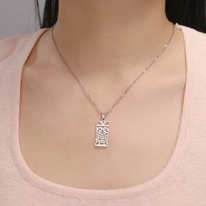 Collar Tiki Totem de Myshape, Máscara de <span class=keywords><strong>Pueblos</strong></span> Indígenas, Cultura Tribal, Colgante Geométrico, Joyería de Acero Inoxidable - Product Image 5