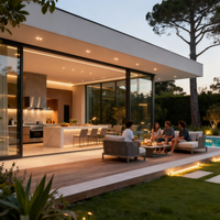 Conception architecturale de villa moderne sur mesure, plan de maison de style européen avec fenêtres panoramiques et espace de vie