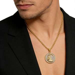 Collar con Colgante del Signo Zodiacal Acuario, con Incrustaciones de Diamantes, Acero Inoxidable, Unisex, Regalo, Joyería de Moda - Product Image 2