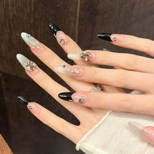 Nouveau produit lancé, Ongles à poser faits main, style français, effet œil de chat, sculptés en 3D, motif Nénuphar, délicats et purs - Product Image 5