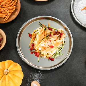 Bandeja redonda de acero inoxidable para servir y servir, bandeja para el desayuno, decoración elegante de granja, platos para servir, bandeja para platos - Product Image 6