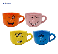 Tasses en céramique 3D à grand nez, 450 ml, pour petit-déjeuner, multicolores, en porcelaine, visages amusants, lavables au lave-vaisselle, qualité alimentaire, vente en gros à prix réduit