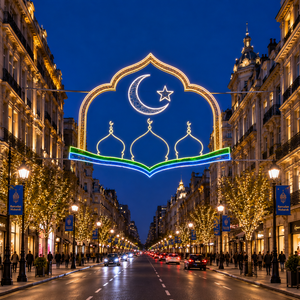 Farol Colgante de Metal Dorado con Panel de Cuatro Hojas y Estrella, para Ramadán, Decoración de Calle, Festival, Fondo para Exteriores - Product Image 1