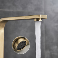 Robinet de cuisine en acier inoxydable 304, céramique, moderne, minimaliste, carré, tube plat, finition or brossé, pour le commerce extérieur transfrontalier