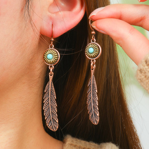 Bohemian Geometric <b>Drop</b> Earrings Alloy Antique <b>Bronze</b> Plated Women's Fashion Jewelry - Product Image 4