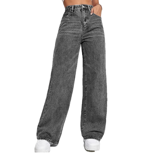 Pantalon droit rétro pour femmes, jean délavé, décoration boutonnée, mi-longueur, respirant, polyvalent pour un usage décontracté en hiver - Product Image 4