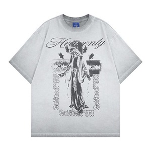 Camiseta Oversize Y2K <span class=keywords><strong>Grunge</strong></span> con Estampado 'Heavenly' de la Virgen María, 100% Algodón Transpirable, Estilo Urbano, Camiseta Gótica con Gráficos Religiosos para Hombre - Product Image 2