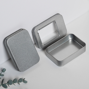 Boîte en fer blanc rectangulaire écologique de style nouveau, couleur argent personnalisée, petite boîte vide pour patchs à ongles, étui portable avec couvercle à fenêtre - Product Image 4
