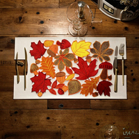 Nappe de table moderne en tissu 100 % polyester brodé, motif ajouré, réutilisable, 28x43cm, Ventes directes usine, Décoration de Noël, Récolte d'automne