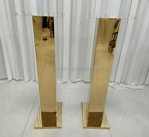 Più nuovo disegno decorazione della tavola unica forma di luna in oro del fiore del basamento del metallo pezzi centro di nozze - Product Image 4