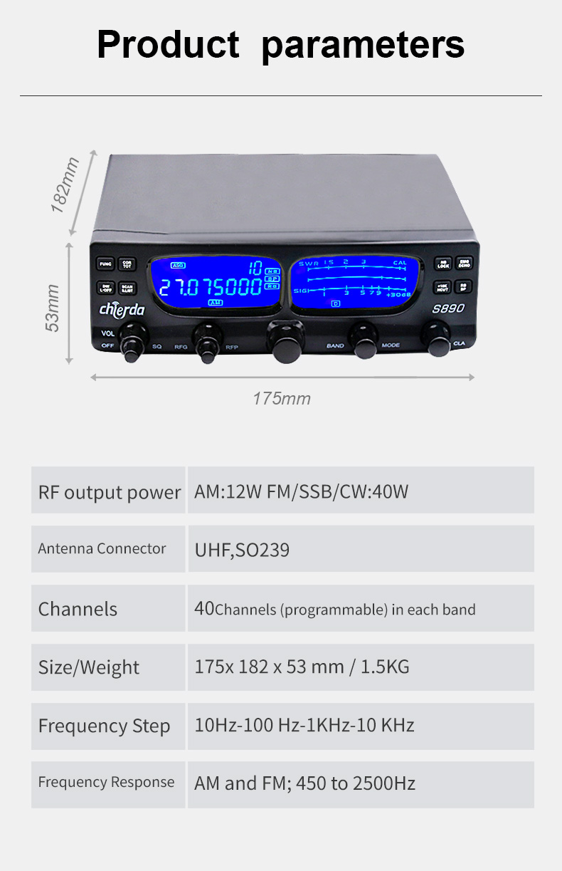 Chierda S890 CB Radio - AI Noise Reduce & 40W Power