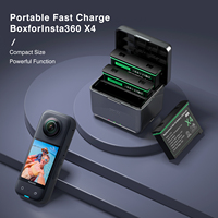 Pack de 2 batteries d'appareil photo 2500 mAh avec chargeur 3 emplacements pour Insta360 X4, charge rapide, indicateur LED, USB-C 5V 3A OEM