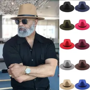 Оптовая продажа, мужские шляпы-федоры с широкими полями и кожаными лентами