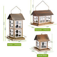 Mangeoires à oiseaux en forme de maison JH-Mech, uniques, pour l'extérieur, faciles à remplir et à nettoyer, mangeoire à oiseaux suspendue en métal robuste