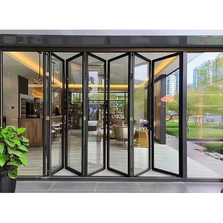 Folding Doors Bi Fold Mosquito Nets Steel Window Renqiu Pvc Accordion Sheet Metal Hinge for Top Track Closet Wheel Fodding Door