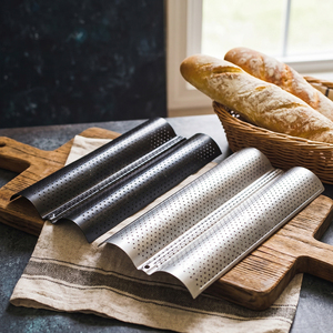 Poêle à baguette antiadhésive pour la cuisson du pain français et 2 pains Baguettes Plateau de boulangerie pour pain brun doré croustillant - Product Image 1