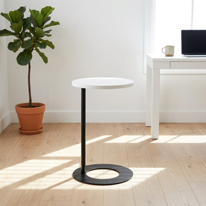 Mesa Auxiliar Redonda Moderna de Metal con Estructura de Acero, Diseño Ecológico sin Brazos con Movimiento Oscilante para Sala de Estar - Product Image 3