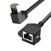 Câble d'extension RJ45 mâle vers femelle à angle droit 100 Mbps, câble Ethernet à paire torsadée à 90 degrés avec trous de fixation