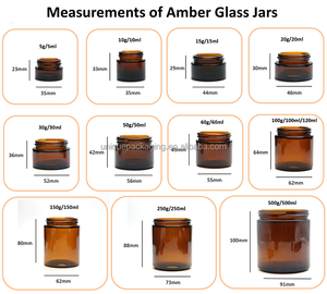 100ml 200ml 250ml 300ml 500ml 8 oz 9 oz Pot en verre ambré à face droite avec couvercle en aluminium - Product Image 2