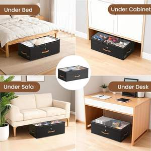 90L Large Adjustable Underbed <b>Storage</b> <b>Containers</b> with <b>Clear</b> Lids Under Bed <b>Storage</b> with Wheels for Clothes Shoes Blankets - Product Image 6