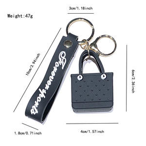 Nouveau porte-clés écologique en PVC 3D avec mousqueton, design créatif de dessin animé, style européen et américain, panier de plage - Product Image 6