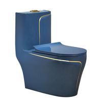 Inodoro Toilette de luxe en céramique monobloc porcelaine ligne dorée cuvette de toilette de couleur noire pour salle de bain