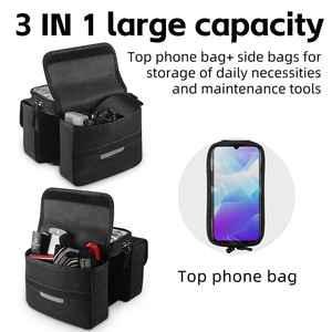 Tas Sepeda WEST BIKING Portable Touchscreen Dual Top-Tube <span class=keywords><strong>Bag</strong></span> Kapasitas Besar untuk Frame Sepeda Gunung, Tas Ponsel, Aksesoris Bersepeda - Product Image 2