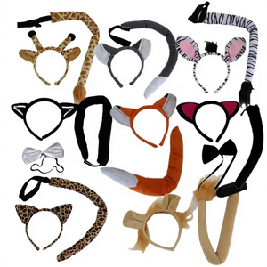 Guepardo gato <span class=keywords><strong>Lobo</strong></span> jirafa zorro accesorios de disfraz Halloween Animal orejas diadema <span class=keywords><strong>y</strong></span> cola 2 piezas conjunto - Product Image 1