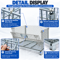 Conteneur en fil métallique empilable en acier galvanisé de 1000 kg de capacité, cage de stockage robuste pour entrepôt, panier en maille ventilé et pliable