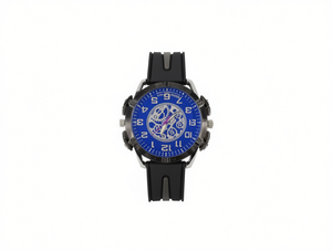 Reloj Mecánico HYF de 42 mm con Caja de Acero Inoxidable, Correa de Silicona, Esfera Azul Analógica Deportiva para Hombre, Manecillas Luminosas, Resistente al Agua 3 BAR - Product Image 1