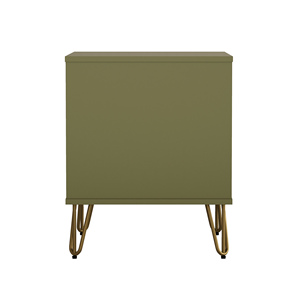 Olive Green Nightstand With Drawer And <b>Open</b> Shelf Metal Legs Modern Design - Product Image 4