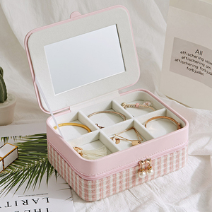 Hộp Trưng Bày Trang Sức Cỡ Lớn Bằng Da Pu Màu Đen Sang Trọng Phong Cách Thiết Kế Mới 2022 Với Gương Lớn - Product Image 4