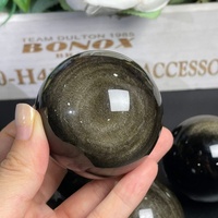 Vente en gros de boules de cristal naturelles artisanales de haute qualité, sphère d'obsidienne dorée pour la décoration et les cadeaux