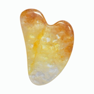 Planche Guasha en Jade de Haute Qualité, Texture Fleur Jaune Unique, en Forme de Cœur, Outil de Beauté pour Raffermir et Lifting du Visage - Product Image 2