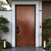 Porte d'entrée de villa de luxe en bois massif sculpté sur mesure, porte extérieure principale en bois gravé d'art moderne pour villa et maison