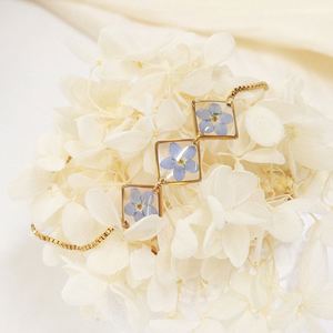 Bleu nouvelle lumière luxe géométrique bleu fleur vraie fleur Bracelet myosotis fleur éternelle Bracelet bijoux - Product Image 1