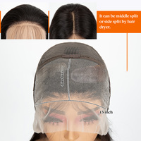 Perruque Bandeau Femme 100% Cheveux Humains Naturels, Dentelle Suisse Frontale 13x4, Cheveux Raides Double Aiguille