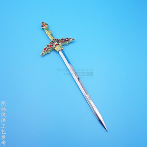 Épée simulée personnalisée en alliage de zinc couleur or avec incrustation de strass, accessoire de décoration de bureau, cadeau d'affaires unisexe, modèle de forme géométrique - Product Image 2