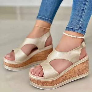 Novedad de verano, <span class=keywords><strong>sandalias</strong></span> con cuña y Punta de pez, zapatos romanos informales con <span class=keywords><strong>plataforma</strong></span> de fondo grueso para mujer - Product Image 4