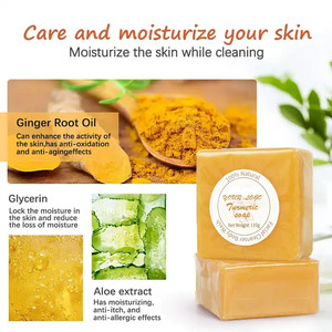 Savon au curcuma biologique éclaircissant au curcuma pour éliminer les taches brunes du visage contre l'acné - Product Image 4