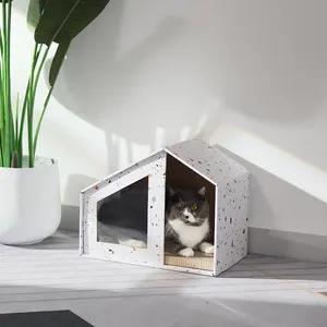 Casa de brincar para gatos e casa de papelão para gatos com arranhador