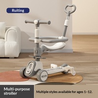 Trottinette auto-équilibrante pliable avec poignée de poussée et barre de protection, fabricant direct pour garçons et filles de 1 à 12 ans