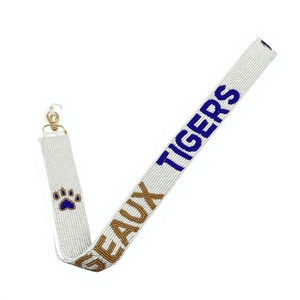 สายคล้องคอ Geaux Tigers พร้อมตะขอโลหะ สีขาว น้ำเงิน ทอง ลายปัก สำหรับบัตรประจำตัว ที่ใส่กุญแจ สายคล้องโทรศัพท์ - Product Image 1