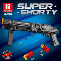 Senapan Blok Bangunan Reobrix Super-Shorty 882PCS Desain Simulasi Mainan, Peluru Aman Sambungan Kuat & Kesenangan Koordinasi Tangan-Mata