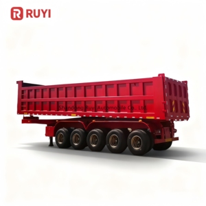 Remorque benne basculante RUYI personnalisable à 3 essieux en acier de forme U/carrée, capacité 50-100 tonnes, pour le <span class=keywords><strong>transport</strong></span> de pierres, à vendre - Product Image 2