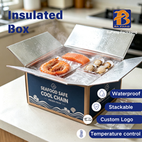 Boîtes d'emballage pour fruits de mer en carton ondulé imperméable, directement de l'usine, avec gaufrage pour l'expédition de fruits de mer (boîtes rigides)