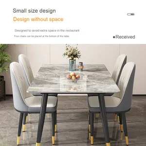 Hiện Đại Đơn Giản Sang Trọng Mở rộng Slate Bàn Ăn Đặt Cho Nhà Nhỏ Hoặc Căn Hộ Sang Trọng Hình Chữ Nhật Ghế Cho Đồ Nội Thất Nhà - Product Image 3